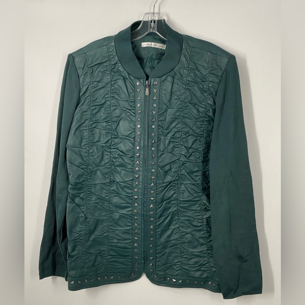 Women's PETER‎ NYGARD Brown Leather Blazer Jacket Sweater Coat Size Xl